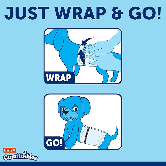Hartz Comfitables Disposable Male Dog Wraps with Stretchy Waistband, Medium 36 Count