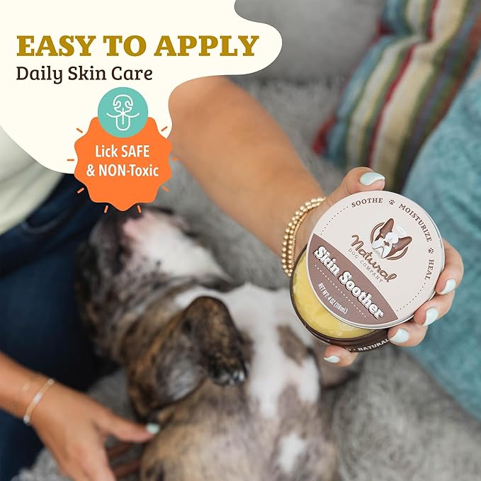 Natural Dog Company Skin Soother Balm for Dogs – Dog Skin Balm for Dry Winter Skin, Seasonal Sensitivity & Environmental Stress, Dog Moisturizer with Coconut Oil, Calendula & Vitamin E, 4 oz Tin