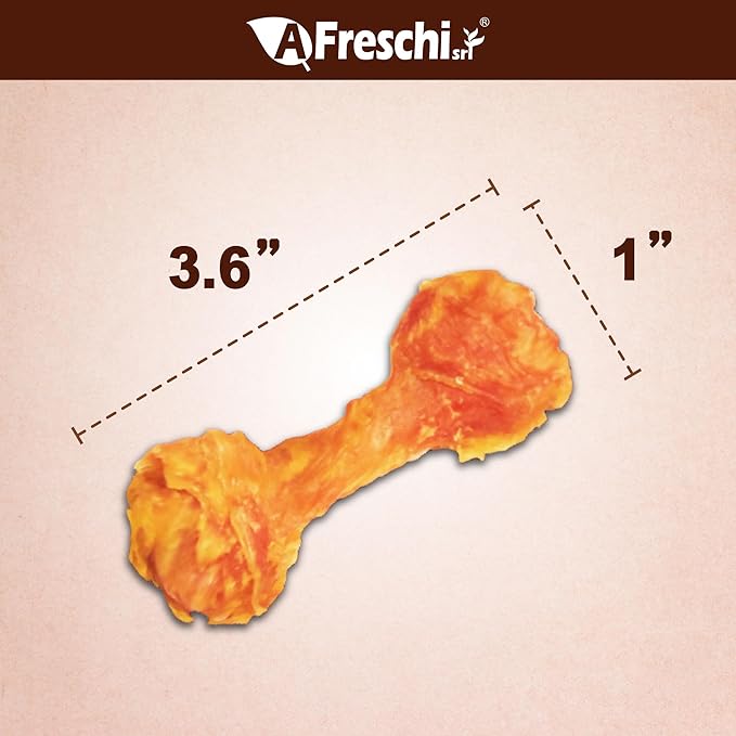 A Freschi srl Turkey Tendons for Dogs, Long-Lasting, Hypoallergenic Rawhide Alternative, Human Grade, Healthy Puppy Chews, Natural Dog Treats for Small Dogs, Bone (S), 4 Count Pack