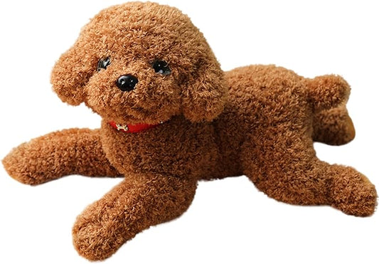 Dog Plush Cute Vivid Teddy Dog Mating Toy 14inch Cotton Filled Plush Toy with Collar Decorative Stuffed for Couch Sofa Bed, Light Brown | Stuffed