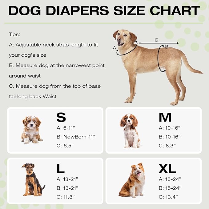 3 Pack Washable Female Dog Diapers with Adjustable Suspender, Reusable Sanitary Panties for Dogs in Heat, Leak-Proof Design for Small Dogs