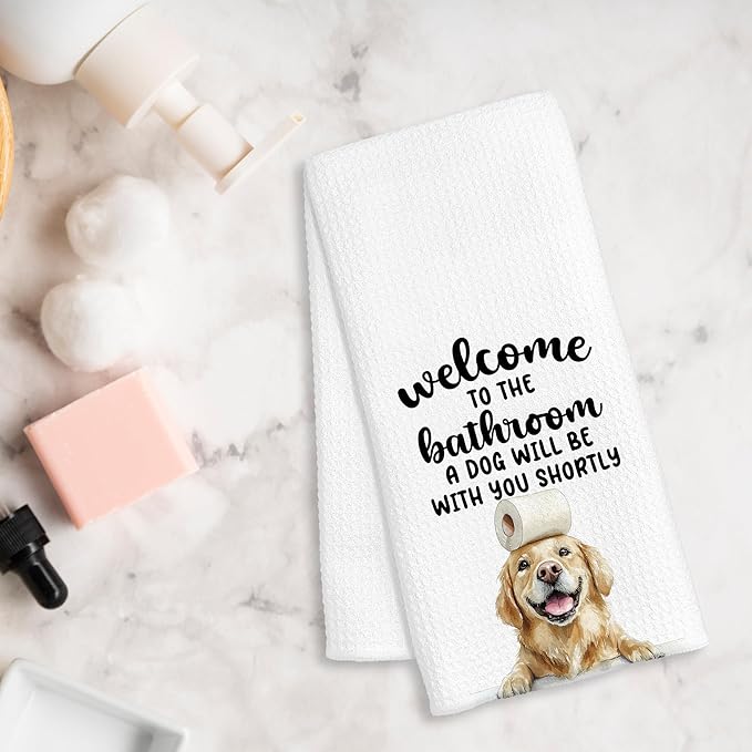 Funny Golden Retriever Hand Towels for Bathroom Decor, Golden Retriever Gifts for Women Men, Dog Lover Gifts Decorative Hand Towels for Bathroom Restroom Room, 16x24 Inch