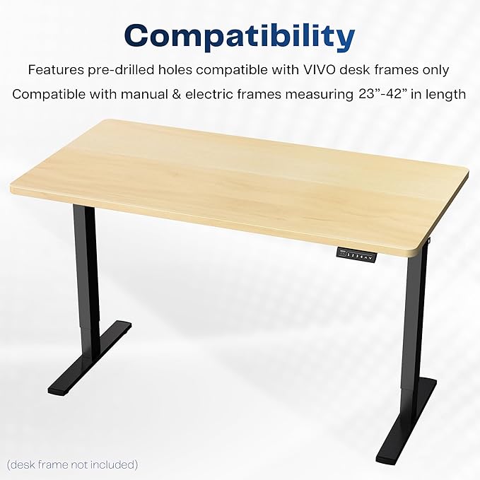 VIVO Light Wood 43 x 24 inch Universal Solid One-Piece Table Top for Standard and Sit to Stand Height Adjustable Home and Office Desk Frames, DESK-TOP43C