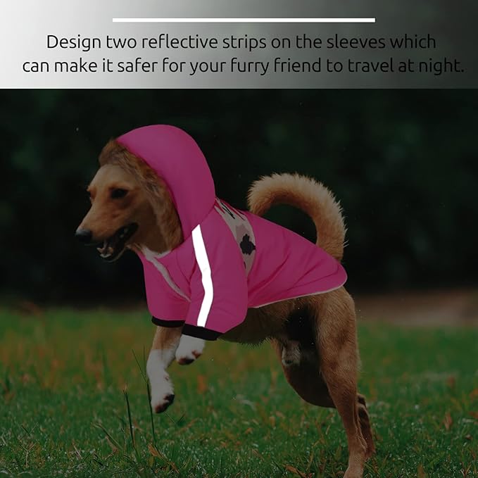 Queenmore Warm Dog Winter Coat, Cold Weather Waterproof Snow Jacket with Reflective Hoodie and Long Sleeves for Small to Large Dogs
