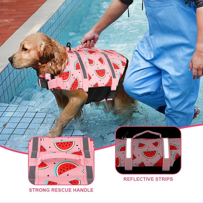 Doglay Dog Life Jacket, Dog Life Vest for Swimming Boating, Adjustable Puppy Life Jacket with Reflective Stripes, Superior Buoyancy Pet Swimming Vest for Small Medium and Large Dogs