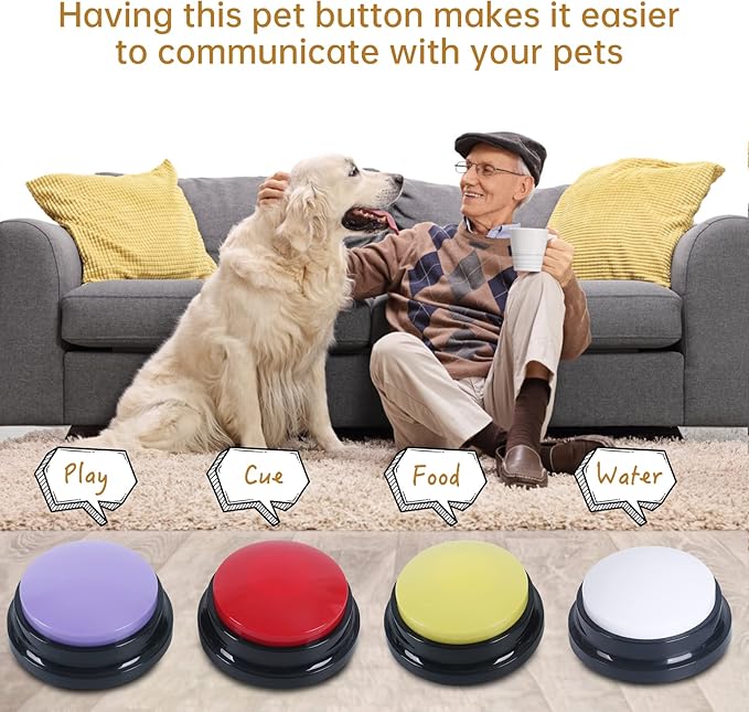Voice Recording Button, 30 Second Record Button for Dog Pet Interactivity, Gift for Friend, Family,10 Color Have Coffee and White