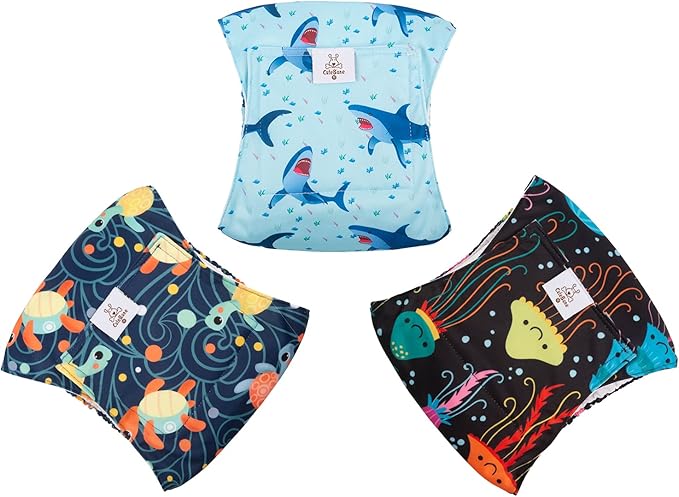 CuteBone Dog Diapers Male Washable Belly Band for Male Dogs Wraps 3pcs a Pack DM28L