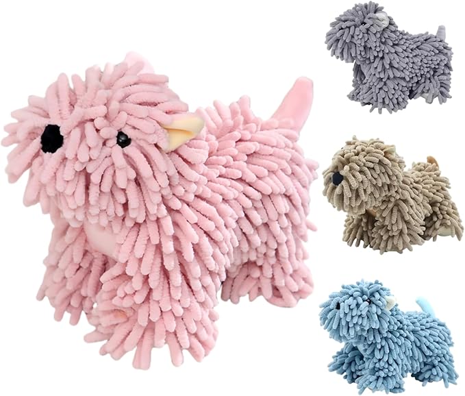Cute Puppy Chenille Hand Towel, Puppy Shape Fuzzy Ball Hand Towel, Fluffy Soft Absorbent Chenille Towels, Absorbent Decorative Fuzzy Ball Hanging Towel for Bathroom, Washstand (Pink)