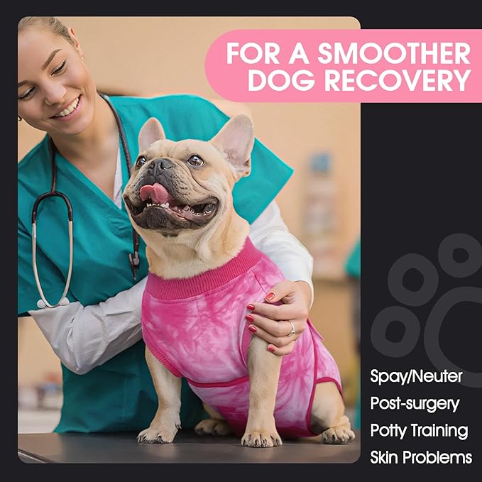 FUAMEY Surgery Recovery Suit for Medium Dogs,Dog Surgery Suit Female Spay Male Dogs Neuter Recovery Shirt Dog Onesie Anti Licking Abdominal Wounds Pet Bodysuit Skin Conditions Rose Dye M