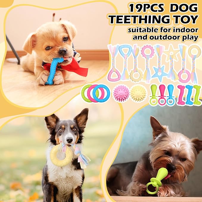 Syhood 60 Pcs Squeaky Dog Toys Bulk Stuffed Plush Chew Toys Puppy Teething Rope Cute Spiky Chew Ball for Small Dog Pet Teething Gift(Sweet Style)