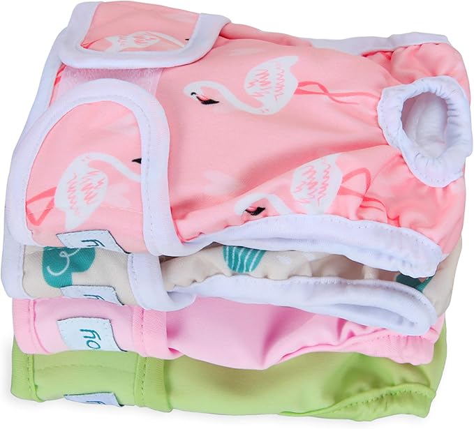Teamoy Female Dog Diapers for Heat 4-Pack, Reusable Dog Period Diaper Wraps for Incontinence, Training & Housebreaking,XS