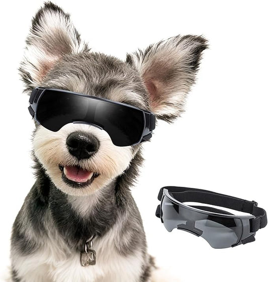 Dog Goggles for Small Dog Doggy Goggles with Adjustable Straps Anti-UV Doggie Sunglasses Windproof Eye Protection to Small Breed, Black