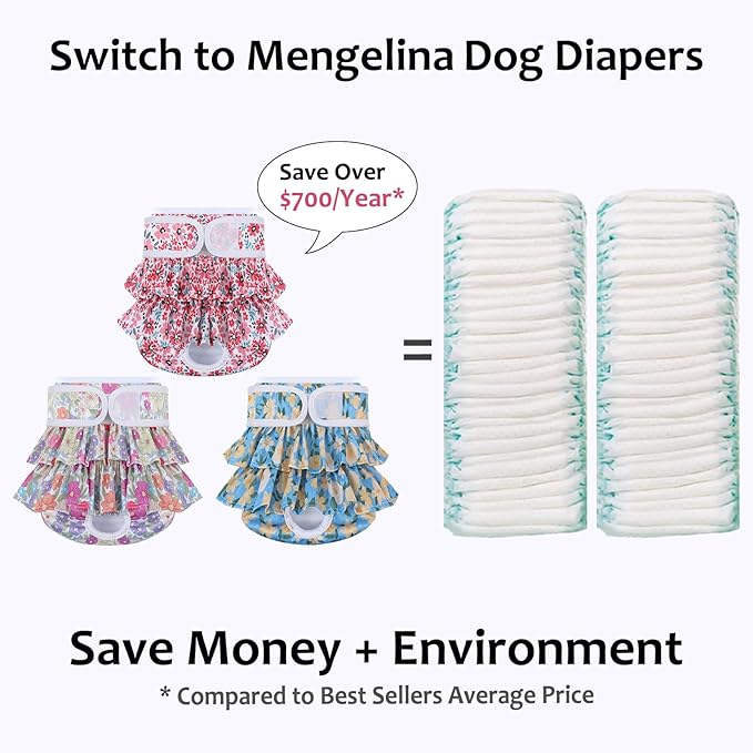 Washable Dog Diapers Female 3 Pack Reusable Premium Highly Absorbent Doggie Diaper, Flexible Puppy Diaper, Durable Leak-Proof Leopard Dog Diapers for Period Heat Incontinence Puppy Training, L
