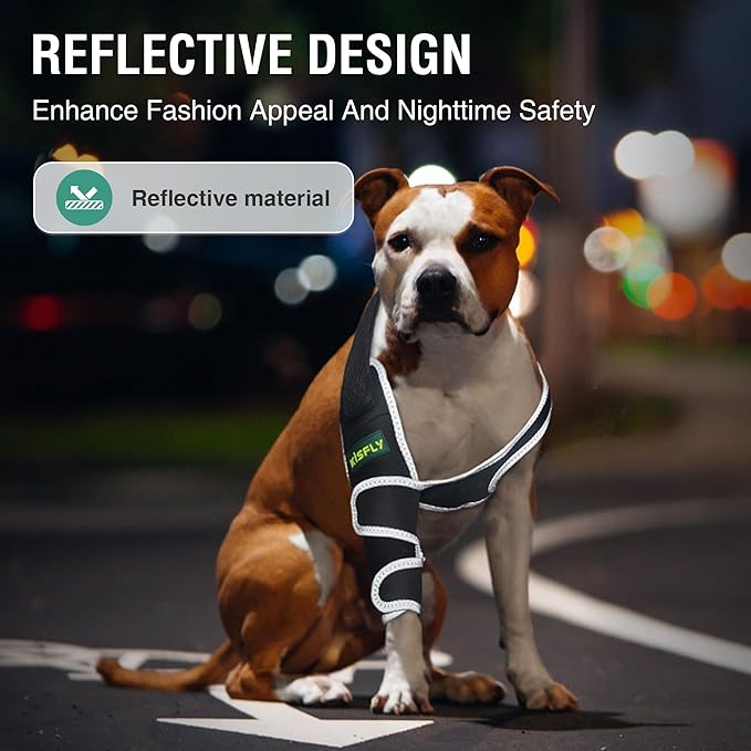 Dog Elbow Brace Protector for Front Leg, Provides Elbow & Shoulder Support, Helps Reduce Calluses, Pressure Sores & Hygroma, Prevents Licking, Reflective Design, Right Leg, Size M