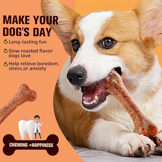Dental Chew Bone Sticks for Dogs - Beef Flavor Teeth Cleaning Treats, Chew Toy for Small to Medium Dogs, Healthy Teeth Cleaning Treats (S, Chicken)