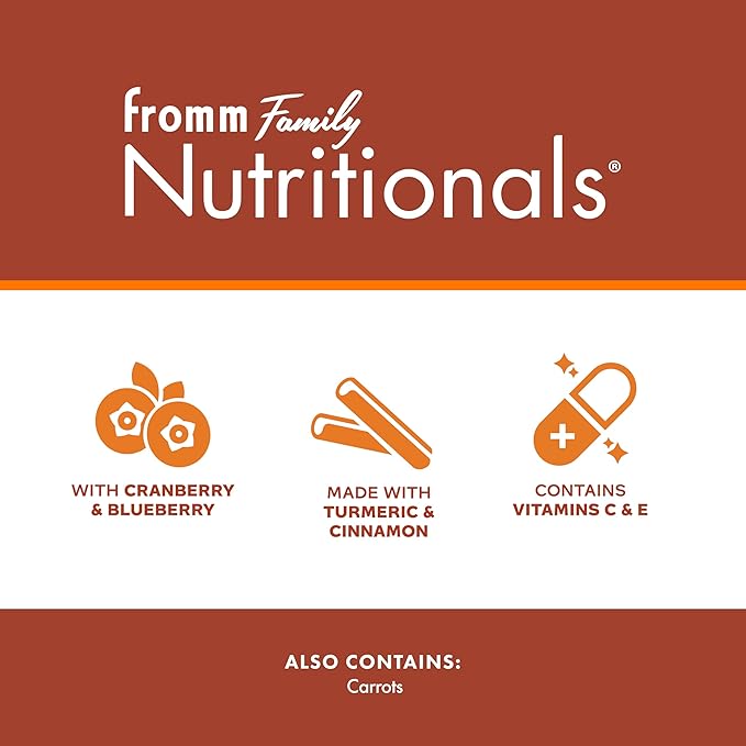 Fromm Family Nutritionals Immunity Functional Dog Treats - Premium Dog Treats for Immune Support - Contains Cranberry, Blueberry, Turmeric, Cinnamon, Vitamin C & Vitamin E - Pack of (3) 6 oz Bags