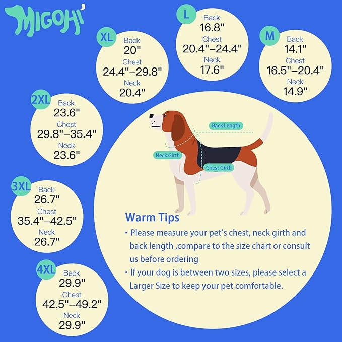 MIGOHI Dog Jacket,3XL Dog Coat Winter,Reflective Fleece Jacket Vest for Large Dogs,Adjustable Winter Coats for Dogs,Pet Coat for Chilly Cold Weather,German Shepherd,Blue