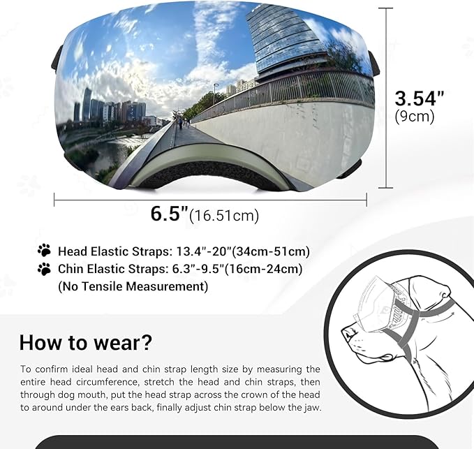 NAMSAN Dog Goggles for Large Dogs, Black/Silver Lenses Replaceable, Anti-UV Sunglasses for Dogs Medium to Large Breeds, Driving Dog Eye Protection, Windproof Dustproof, Adjustable, Green