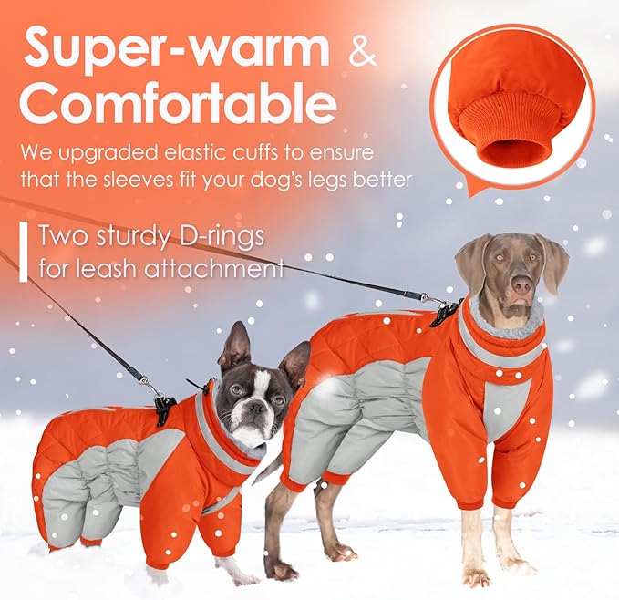 AOFITEE Small Dog Coat Warm Dog Jacket Winter, Windproof Dogs Winter Coat with Harness Built in, Reflective Turtleneck Dogs Puffer Jacket Snowsuit, Full Body Fleece Coats for Small Medium Large Pet