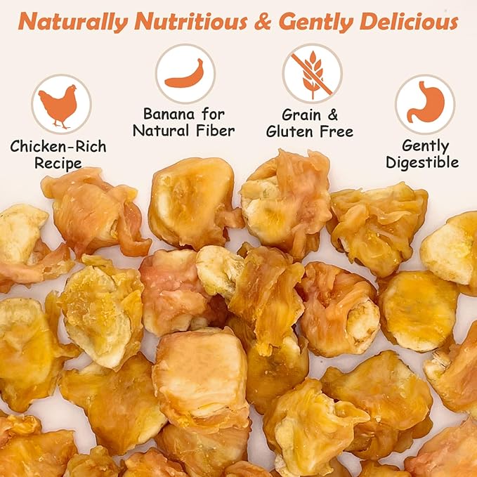 Chicken Wrapped Banana Dog Treats, Gluten and Grain Free Chicken Banana Chips, Healthy Chewy Dog Bites for Puppy and Small Dogs 2 Pound