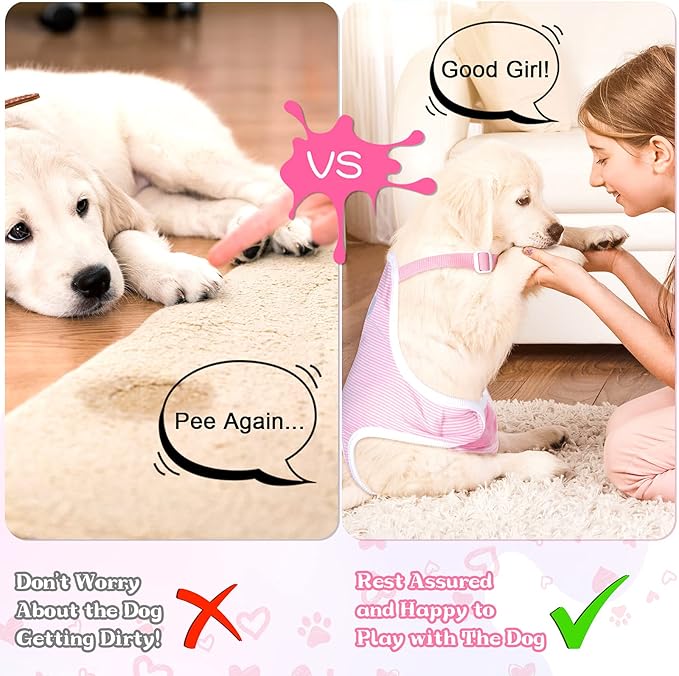Nuanchu 3 Pcs Female Dog Diaper Sanitary Panties with Adjustable Suspender, Washable Reusable Doggie Diapers for Small Medium Large Dog in Heat Period Menstrual Pet Cats Ducks(Delicate Pattern,S)