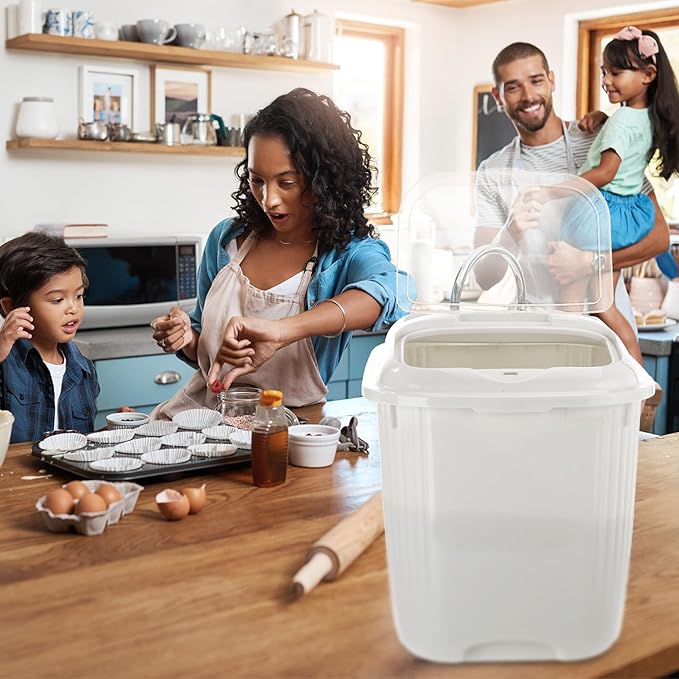 4 Pack Sugar Storage Containers Flour Bin with Wheels Large Pet Dog Food Storage Boxes Measuring Cup Sealed Transparent Flip Lid Portable Household Rice Container Set(30 Lbs)