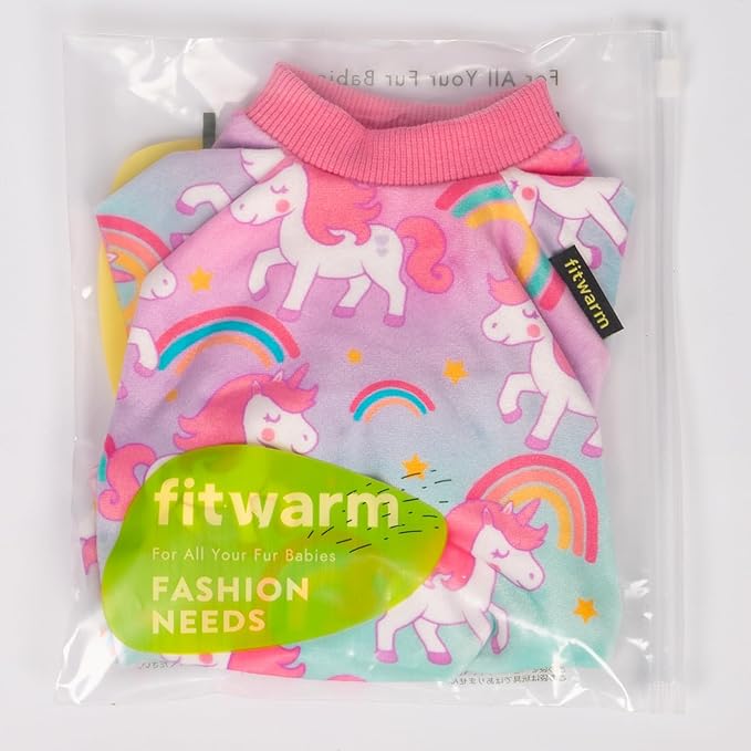 Fitwarm Dreamy Unicorn Fleece Dog Pajamas, Fairy Winter Clothes for Small Dogs Girl, Cozy Pet Onesie, Pink, Blue, XL