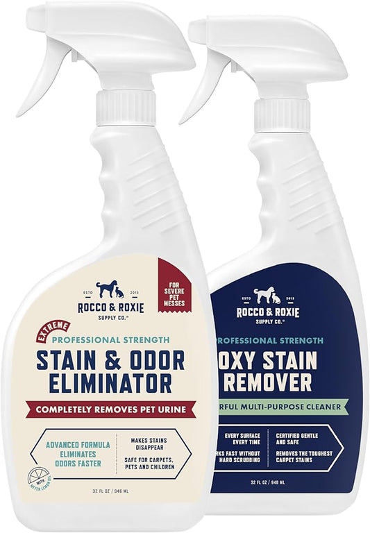 Rocco & Roxie Pet Extreme Stain & Odor Eliminator & Oxy Stain Remover Bundle