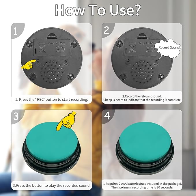 Set of 5 Color Dog Buttons with Rubber Mat for Communication,Voice Recording Button,Pet Talking Buttons,Pet Buttons,Dog Training & Behavior Aids,Train Your Dog to Voice What They Want