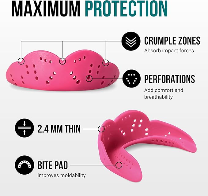 SISU Max Mouthguard - 50% Stronger, Maximum Protection for Rugby, MMA, Boxing, Lacrosse, Football, Hockey, High-Impact Sports - Adult Fit, Remoldable Up to 20 Times, Works for Braces