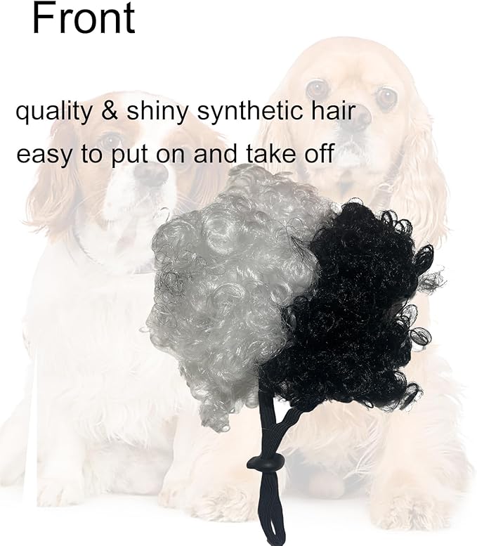 Funny Dog Wig Pet Costumes,Kediciz Cat Costume Synthetic Hairpiece Cosplay Wigs, Headwear for Halloween Christmas Festivals Party Decor, Fancy Dress,Adjustbale Size,Half Black Half White