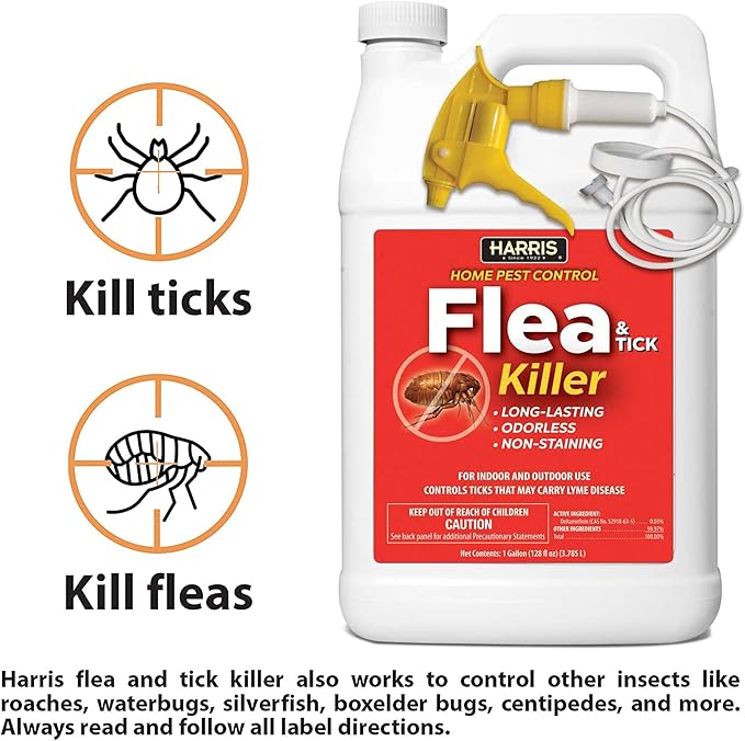 Harris Flea and Tick Killer, Liquid Spray with Odorless and Non-Staining Extended Residual Kill Formula (Gallon)