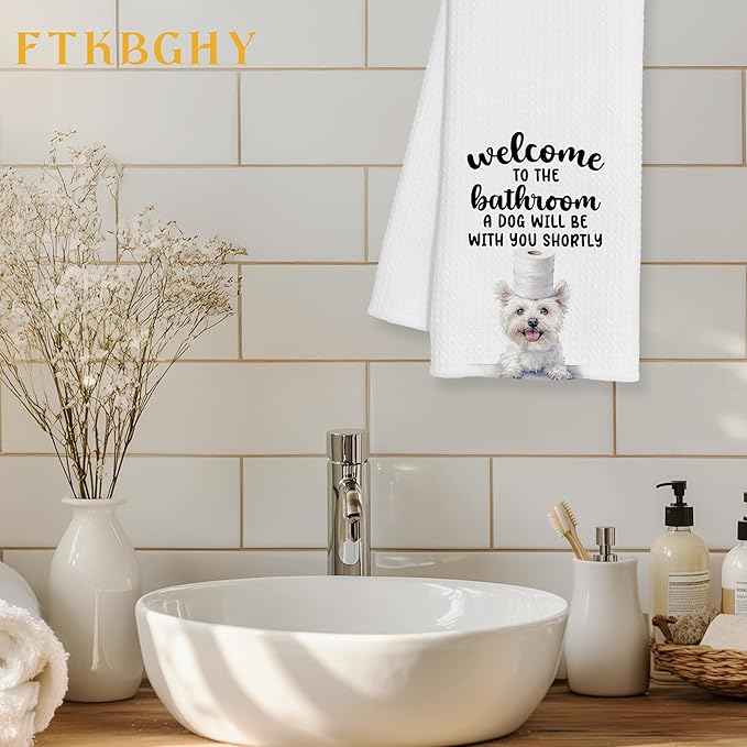 Funny West Highland White Terrier Dog Hand Towels for Bathroom Decor, Westie Gifts, Dog Lover Owner Gifts Decorative Hand Towels for Bathroom Restroom Room, 16x24 Inch