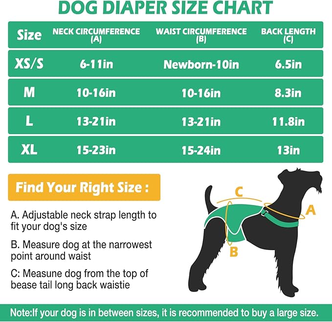 3 Pack Washable Female Dog Diaper Onesie Sanitary Pantie with Adjustable Suspender, Reusable Fixed Doggie Diapers, Super Absorbent Leakproof for Small Medium Large Dog in Heat Cycle L