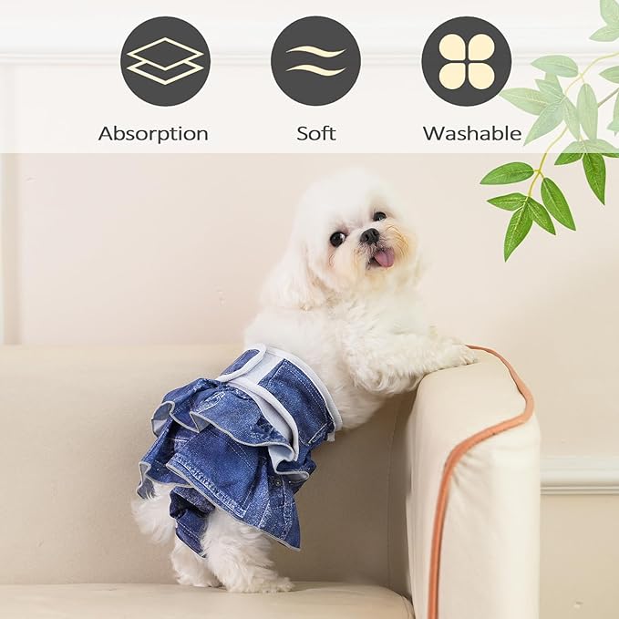 Dogs Physiological Pants,3 Reusable Diapers,Reusable Dog Diapers Female,Washable Diapers（3 Pieces * L Size，Waist Circumference Between 19-25.5 inches）
