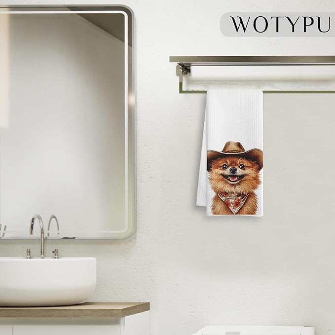 Pomeranian Gifts Kitchen Towels, Pomeranian Gifts for Women Dish Tea Towel for Kitchen Decor, Pomeranians Gifts Hand Towels for Bathroom Decor, 16X24 Inch