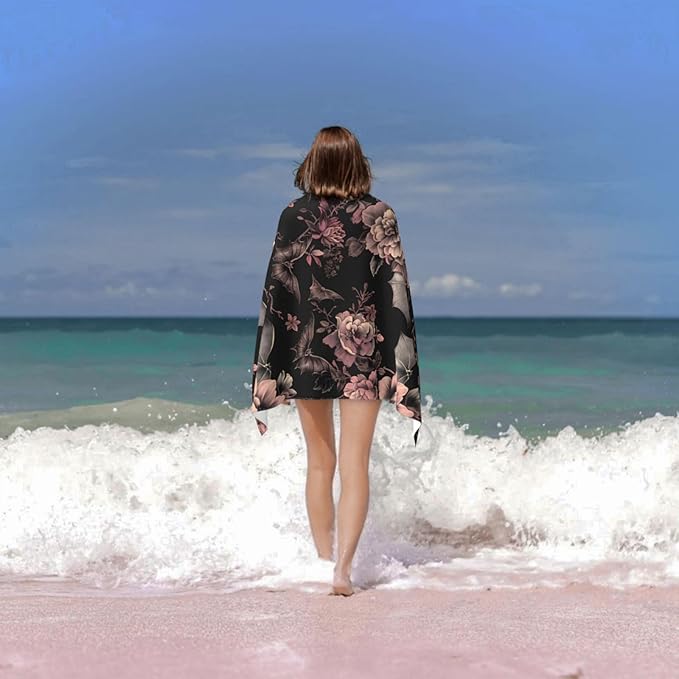 Gothic Beach Towel - Floral Sand-Free Microfiber Bath Towel - Ultra Soft Quick Dry - Pool Towel - Absorbent - Lightweight - Gifts for Outdoor Bathroom Swimming Decor - 31inx51in