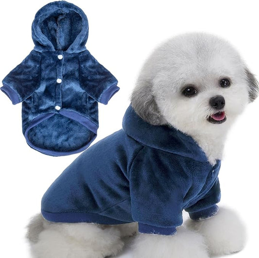 FabriCastle Dog Hoodie Sweater for Small Dogs Boy and Girl, Dog Clothes XS XXS Puppy Sweatshirt, Pet Outfit, Cat Clothing Super Soft Warm Snap On Closure (Navy, XX-Small)