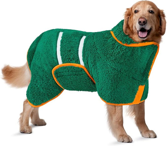 Bienbee Dog Bathrobe, Quick Drying Super Absorbent Dog Robes for After Bath, Warm Keeping Dogs Towel, Dogs Bath Supplies, Dark Green XL