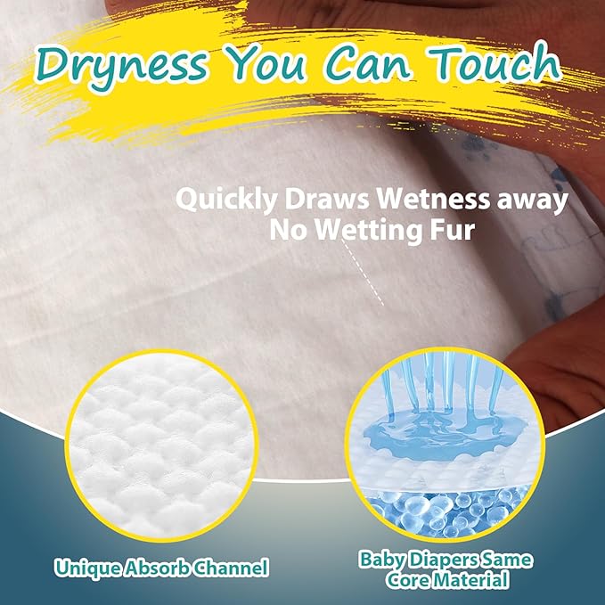 Disposable Dog Diaper Liners - 50PCS Dog Booster Pads for Male Female Dogs - Doggie Diaper Insert Pads for Pet Belly Bands Wraps Period Pants Covers(L,50)