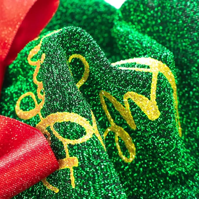 Fitwarm Furry and Bright Dog Christmas Outfit, Sparkly Pet Holiday Tulle Dress, Dog Winter Clothes for Small Dogs Girl, Dog Christmas Tree Outfit, Red, Green, Golden, Small