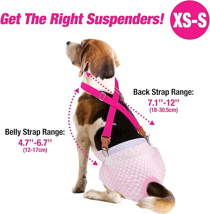 Pet Soft Dog Suspenders 2 Pieces Female Dog Diaper Suspenders for Dogs Diaper Keeper Suspender for Dogs Skirt, Doggy Dress (Brown & Burgundy, XS/S)