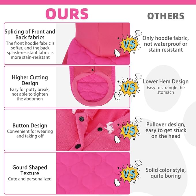 KOOLTAIL Warm Dog Winter Coat for Small Dogs, Waterproof Puppy Jacket with Leash Hole, Cold Weather Pet Vest for Winter, Soft Hoodie Sweater Sweatshirt Clothes for Puppy Cats Girls Boys Rose Red L