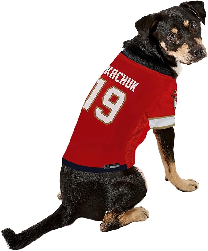 Pets First NHLPA Matthew Tkachuk Mesh Jersey for Dogs & Cats, Florida Panthers The Rat King-19 Dog Jersey, Size Medium, Licensed Dog Jersey with Your Favorite Hockey Team Player