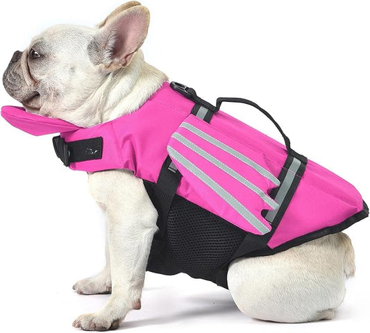 Dog Life Jacket, Cute Wings Adjustable Dog Life Vest with Chin Float and Handle for Swimming Boating Reflective High Buoyancy Swim Float Vest for Small Medium Large Dogs (Pink, S)