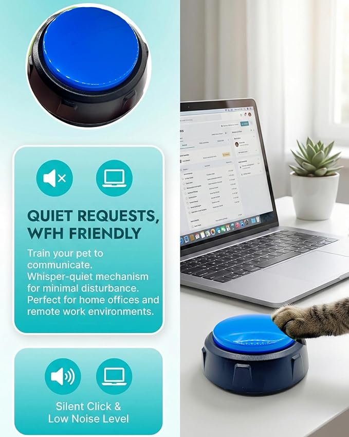 Blue Dog Buttons for Communication, Recordable Training Button for Smart Pets, 30-Second Clear Recording Speech Button for Puppy Potty Training & Mealtime Signals, Durable ABS