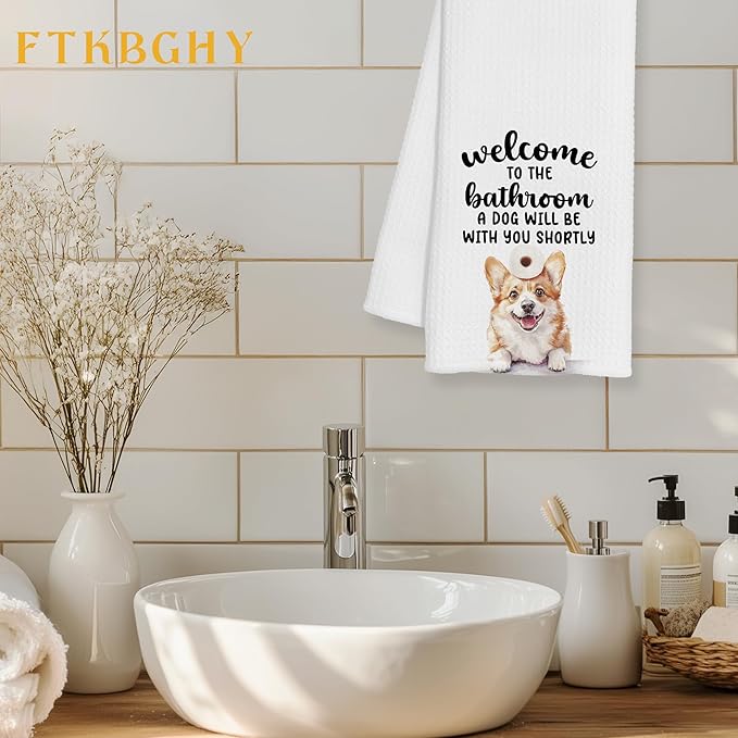 Funny Corgi Hand Towels for Bathroom Decor, Gifts for Corgi Lovers Women Men, Dog Lover Owner Gifts Decorative Hand Towels for Bathroom Restroom Room, 16x24 Inch