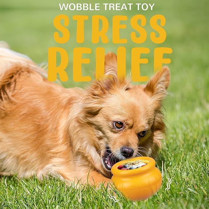 Wobbly Dog Enrichment Lick Toy, Stuffable Frozen Lick Bowl to Keep Dogs Busy, Long-Lasting Interactive Treat Dispensing Dog Toy, Silicone Fetch Catch Chew Toy(Orange,L)