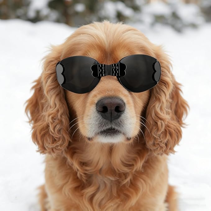Namsan Dog Goggles Medium Breed, UV Protection, Adjustable Nose Bridge, Anti-Fog Dog Sunglasses for Small to Medium Dogs, Outdoor Doggie Eye Protection, Windproof Dustproof, Black