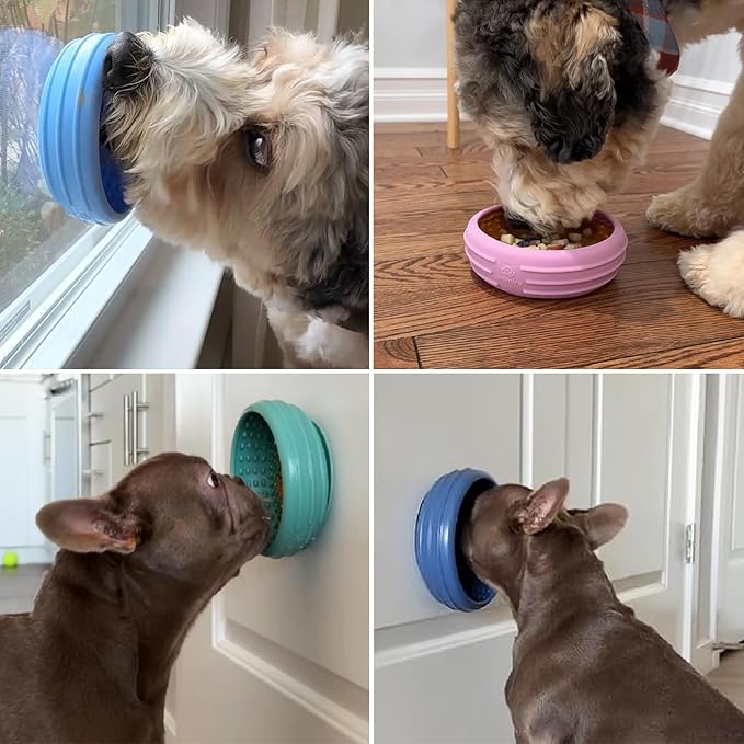 Dog Lick Bowl, Animire Freeze Lick Mat for Dogs, Non-Slip Slow Feeder Licking Bowl Enrichment Treat for Distraction Anxiety Relief, Food Grade Silicone, Dishwasher Safe(Baby Blue,L)